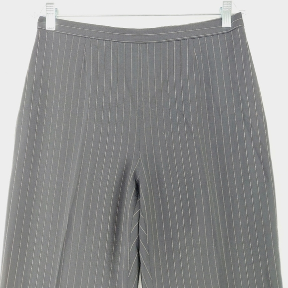 Max Mara Straight Leg Zip Button Closure Women White Stripe Trouser Pants P3652 - Picture 2 of 9